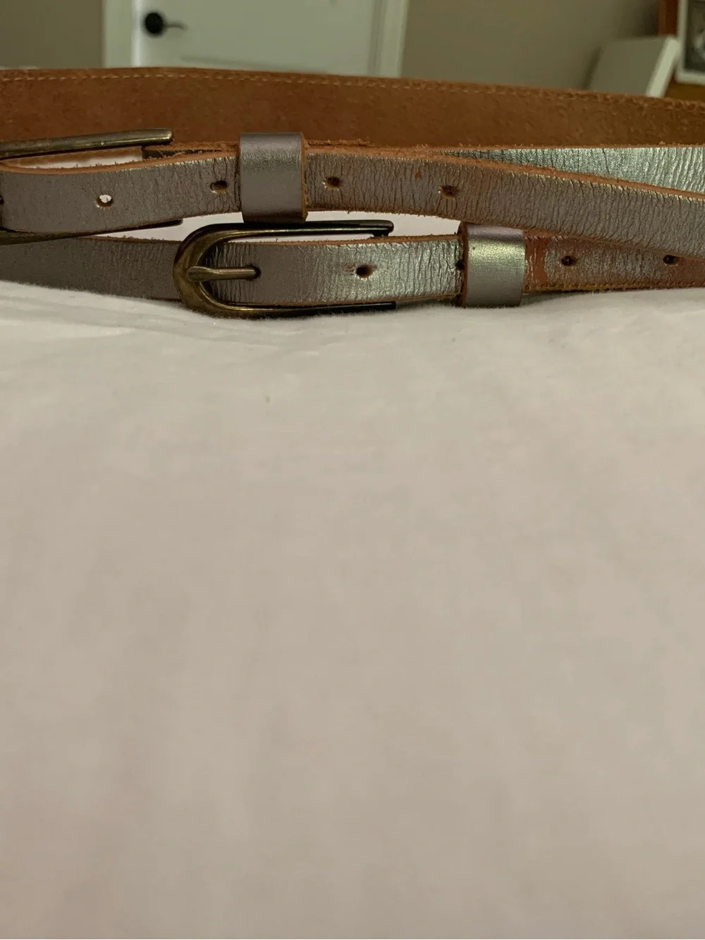 Gap Genuine Leather Double Buckle Belt, Size Medium